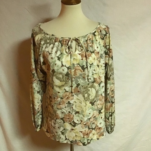 Vintage 70s autumn flowers peasant top - Picture 3 of 7